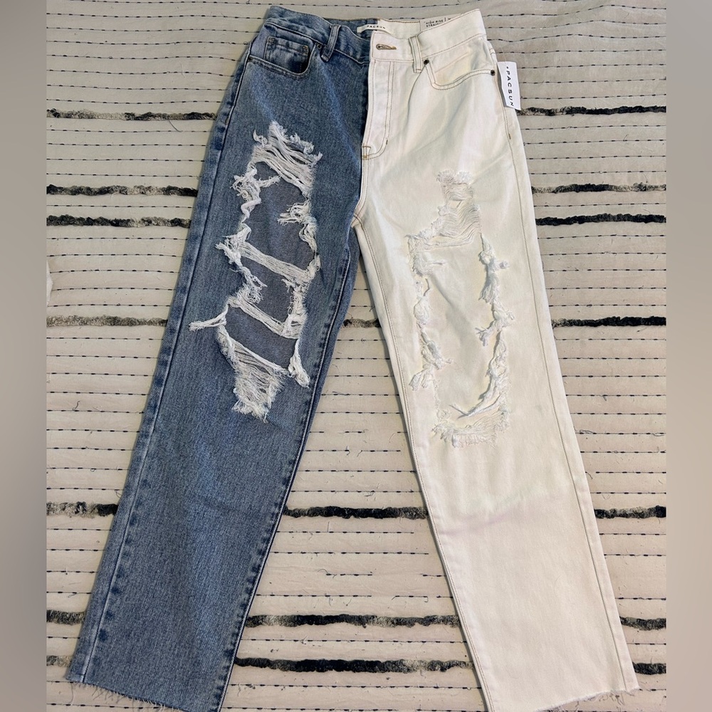 PacSun High Rise Straight Ripped Jeans.